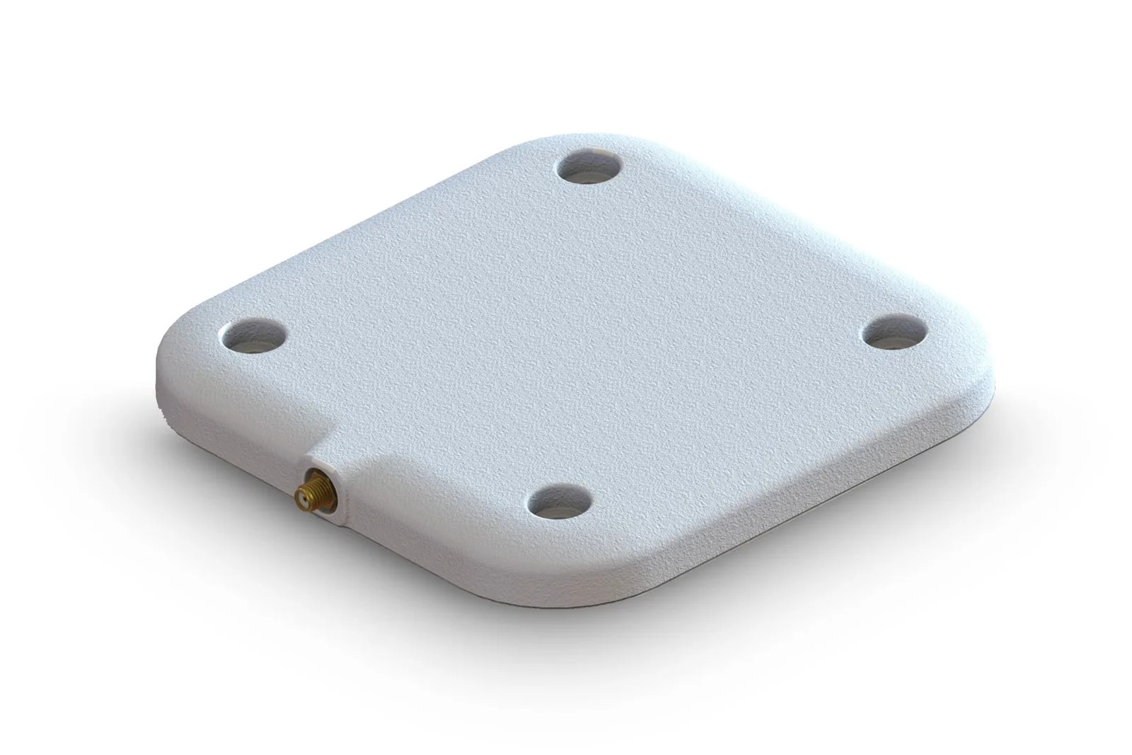 Zebra AN5x and AN7x series RFID antenna, low profile white housing with four mounting holes and SMA connector