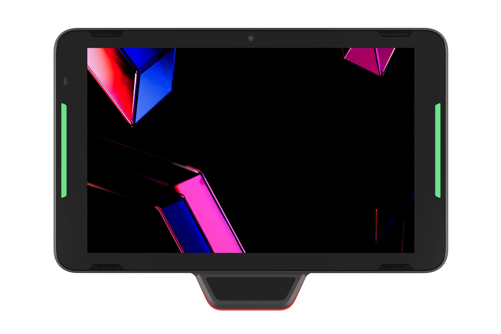 Zebra KC401 10-inch kiosk computer in landscape with the SR500 scanner below the screen, front view