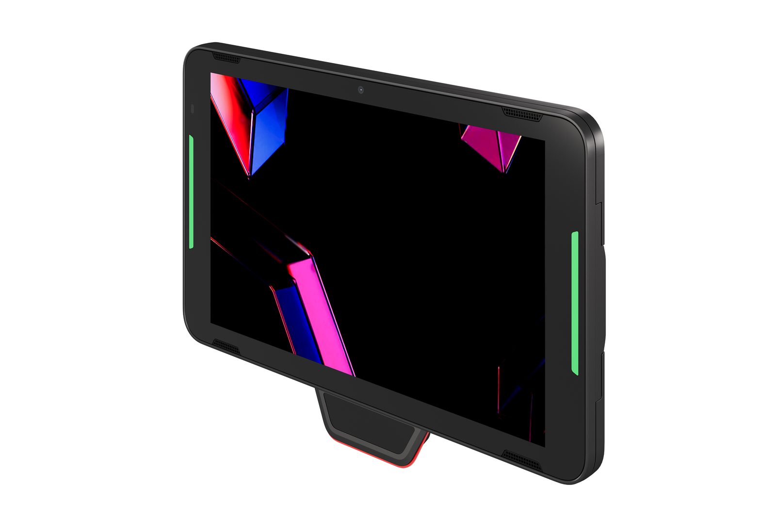 Zebra KC401 kiosk computer with scanner, front left view