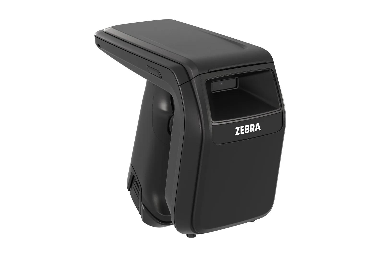 Zebra RFD40-M Premium Plus sled, angled front view with imager window